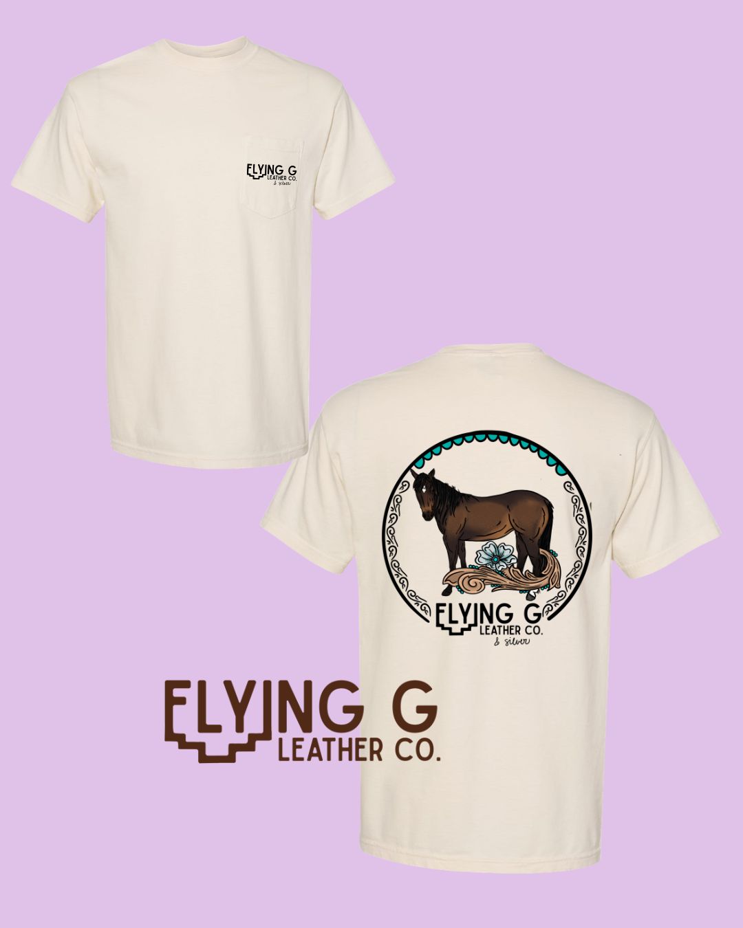 Bay Horse Pocket Tee Front & Back CC (Cream)