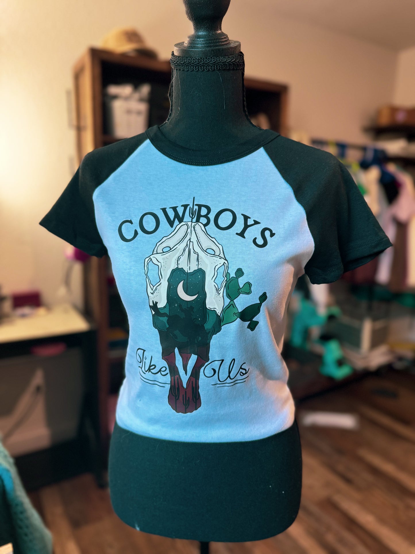 Cowboys Like Us Baby Tee (Gray/Black)