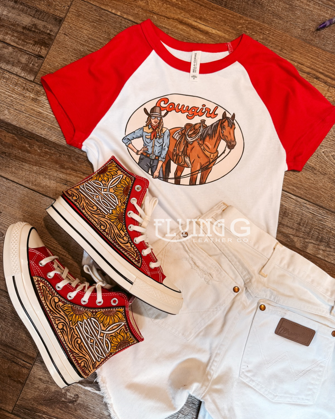 Cowgirl Baby Tee (White/Red)