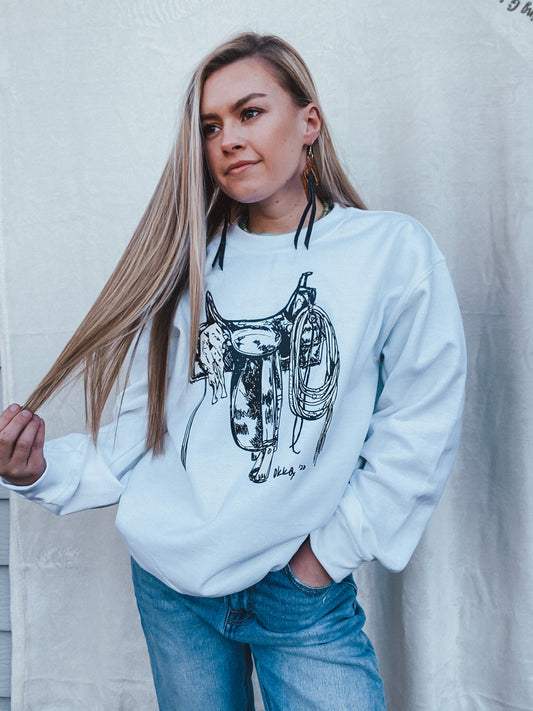 Saddle Up Crewneck (White)