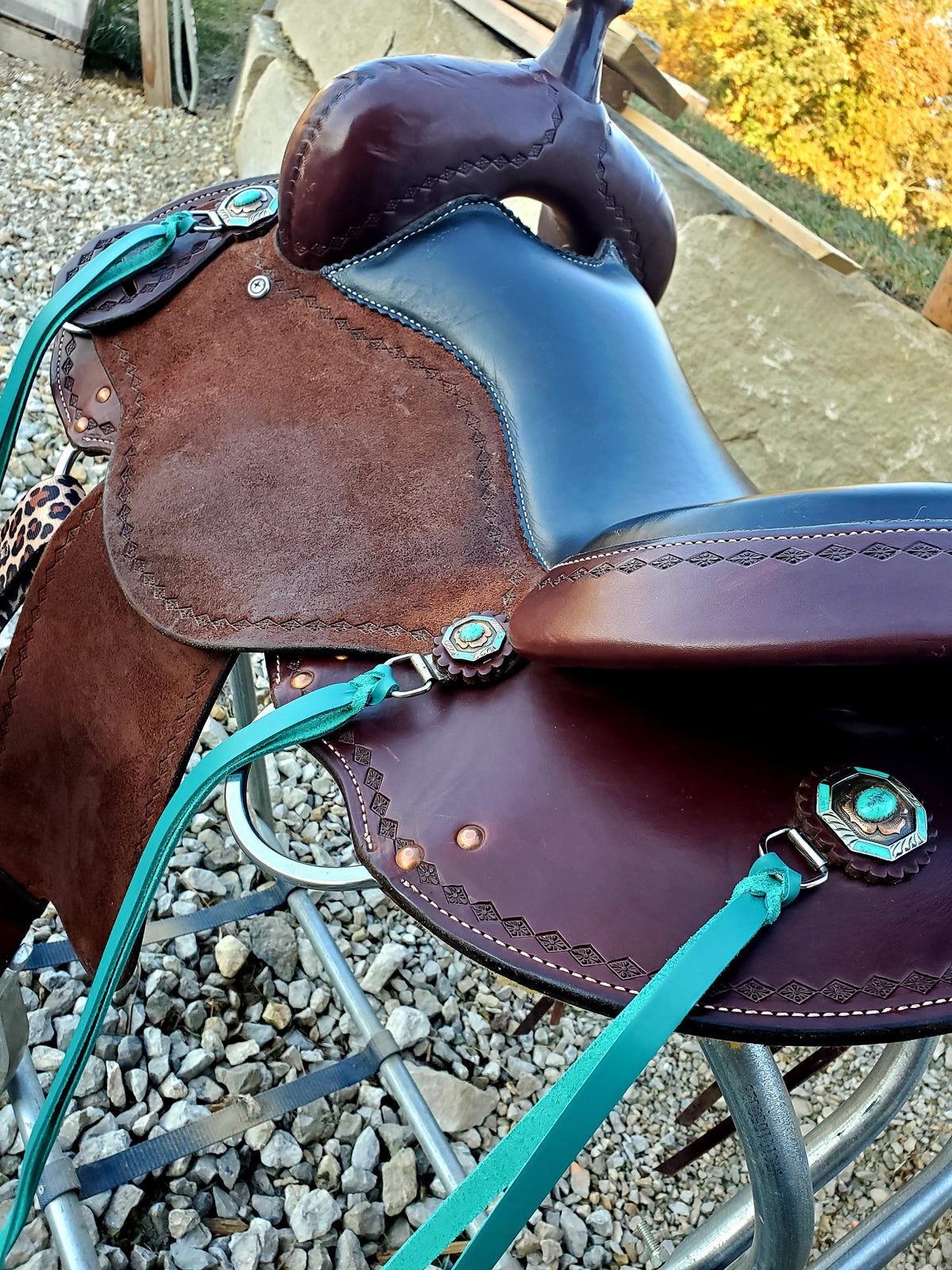 Turquoise Latigo Saddle Strings (Pair)