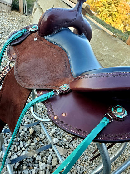 Turquoise Latigo Saddle Strings (Pair)