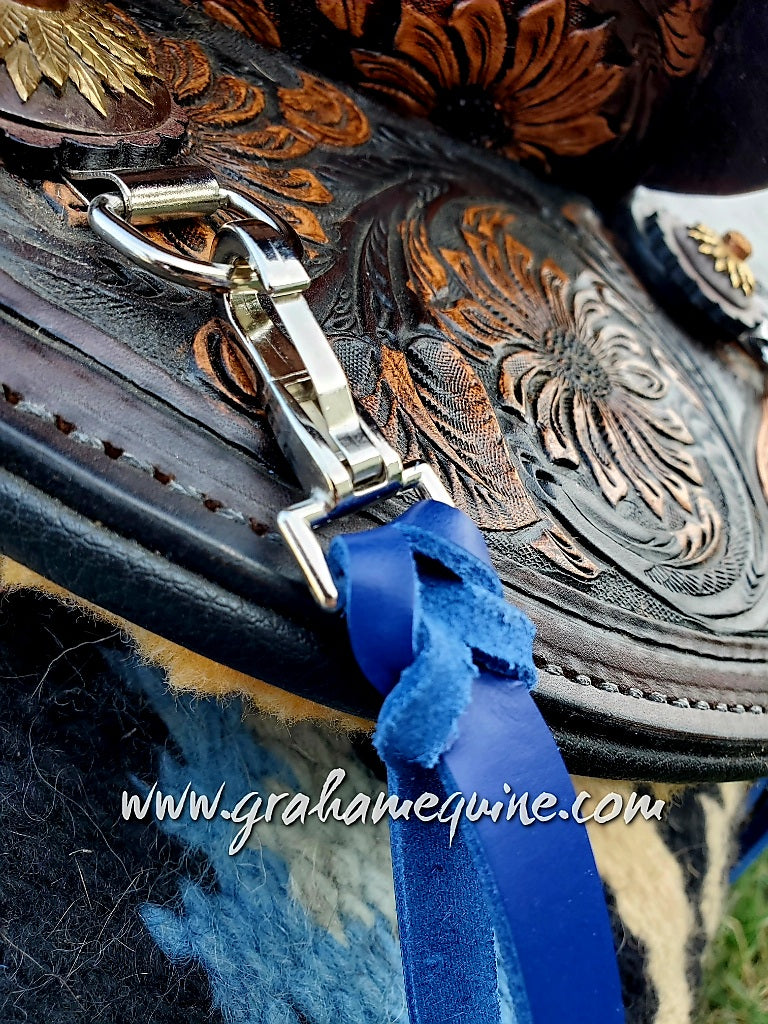 Royal Blue Latigo Saddle Strings (Pair)