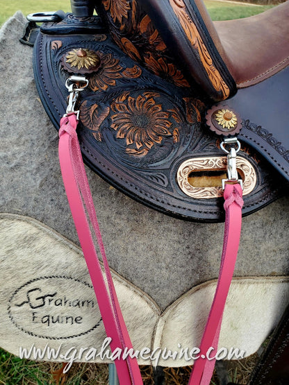 Bright Pink Latigo Saddle Strings (Pair)