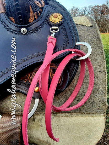 Bright Pink Latigo Saddle Strings (Pair)