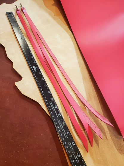 Bright Pink Latigo Saddle Strings (Pair)