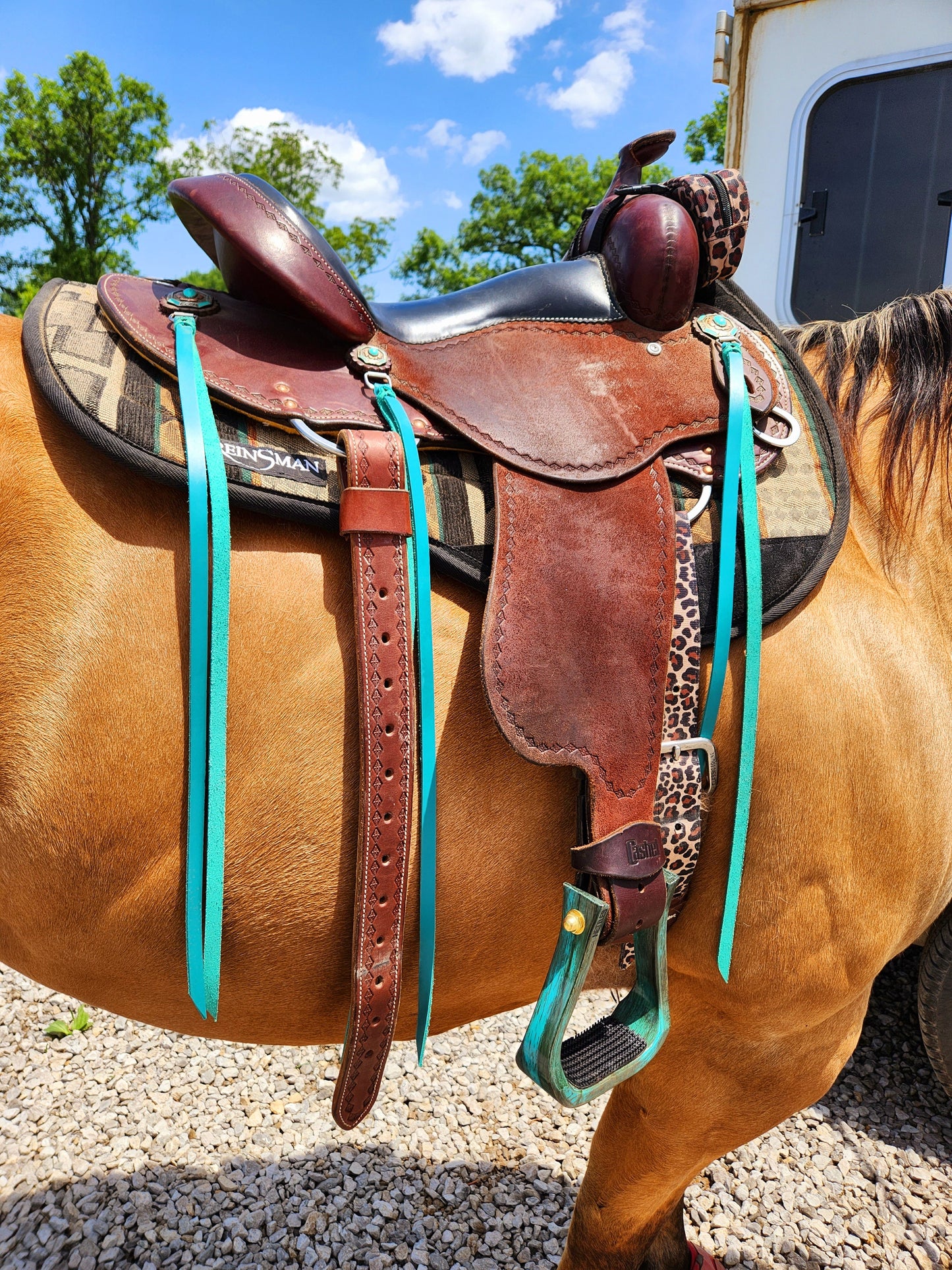 Turquoise Latigo Saddle Strings (Pair)