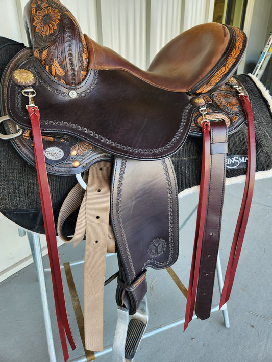 Burgundy Latigo Saddle Strings (Pair)