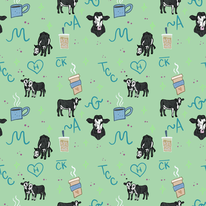 Coffee & Cows Seamless Pattern