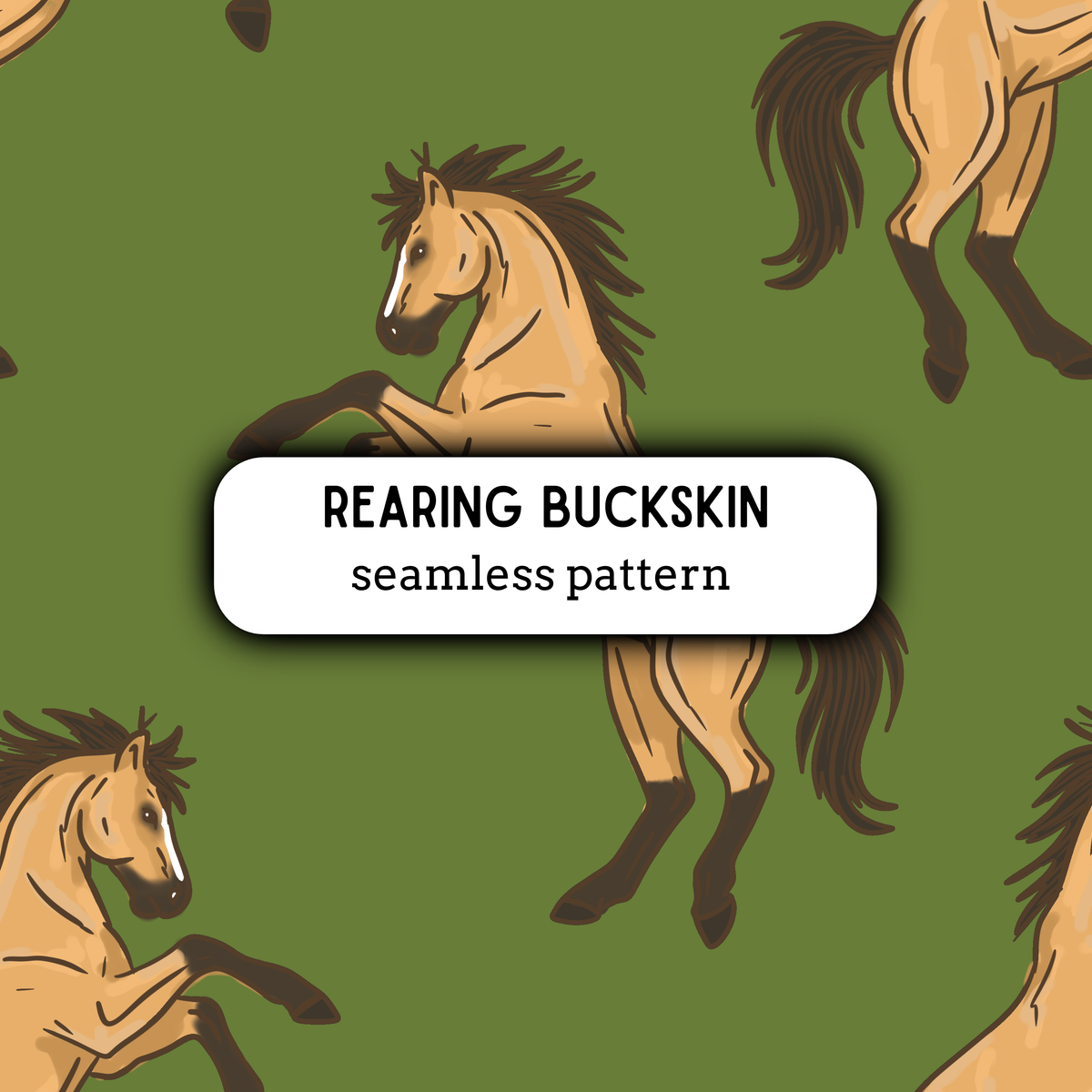Rearing Buckskin Seamless Pattern