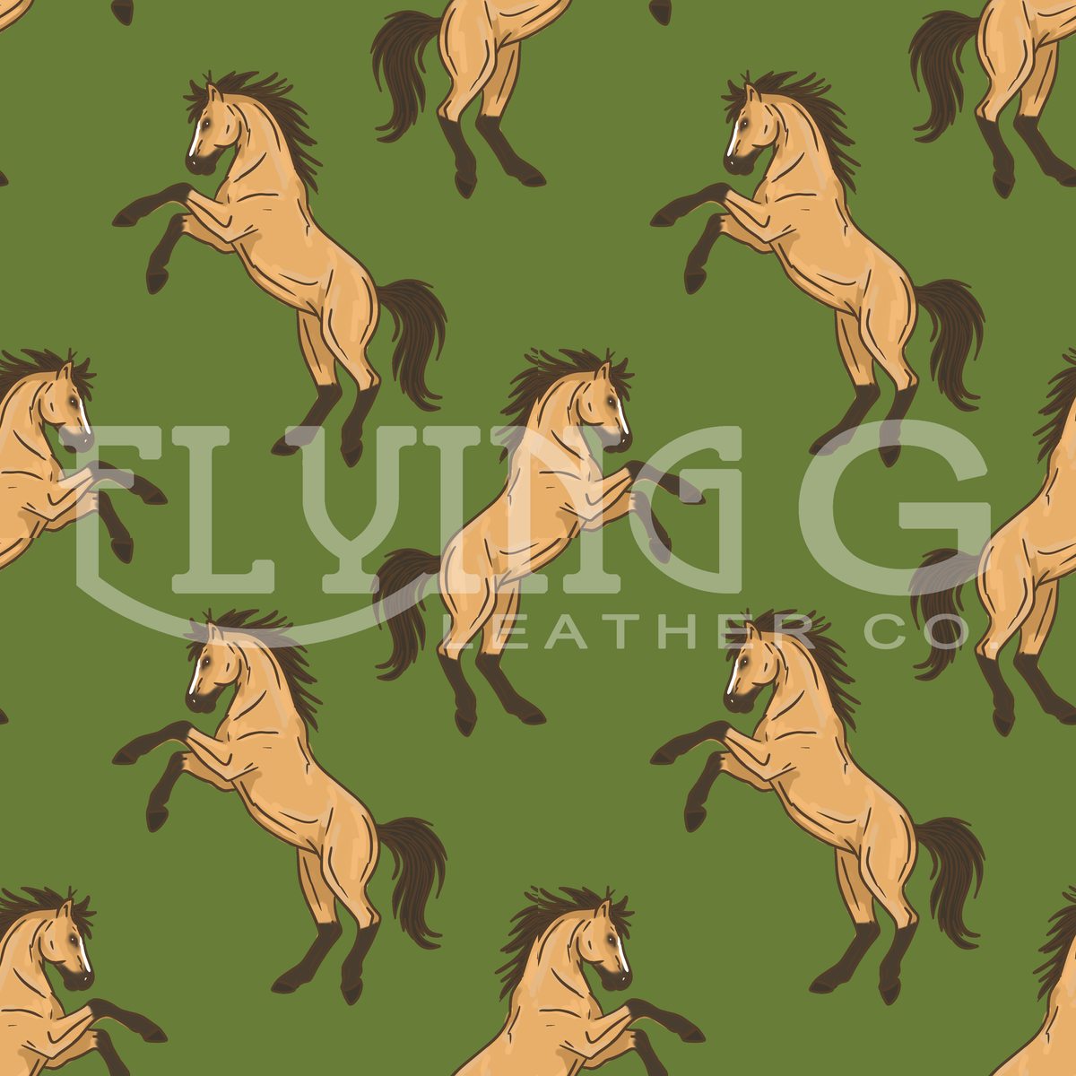 Rearing Buckskin Seamless Pattern