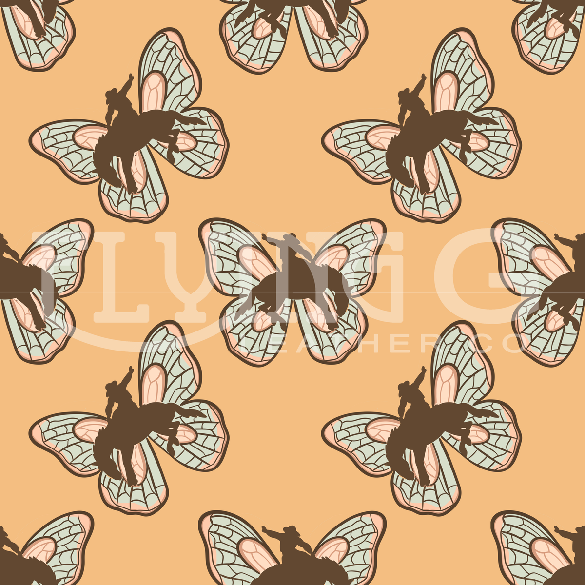 Butterfly Bronc Seamless Pattern