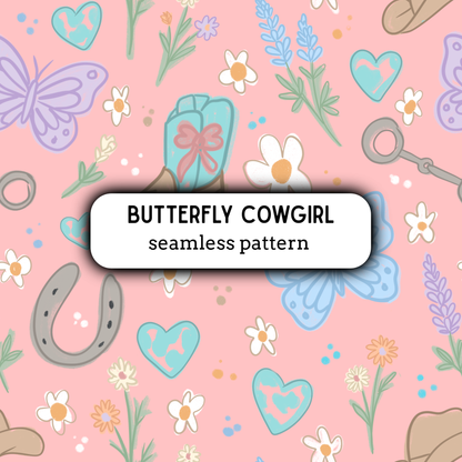 Butterfly Cowgirl Seamless Pattern