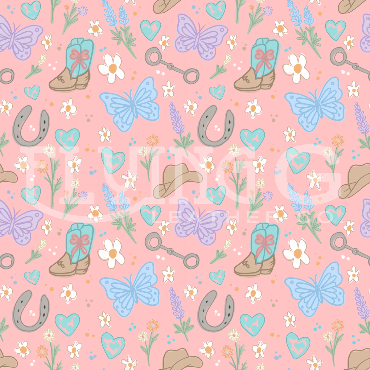 Butterfly Cowgirl Seamless Pattern