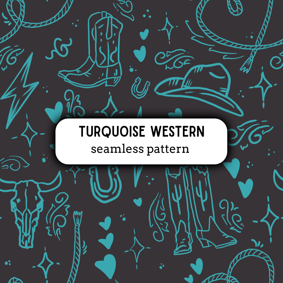 Turquoise Western Seamless Pattern
