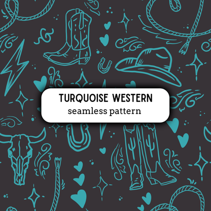 Turquoise Western Seamless Pattern
