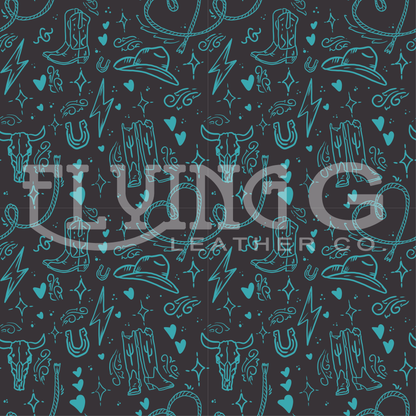Turquoise Western Seamless Pattern