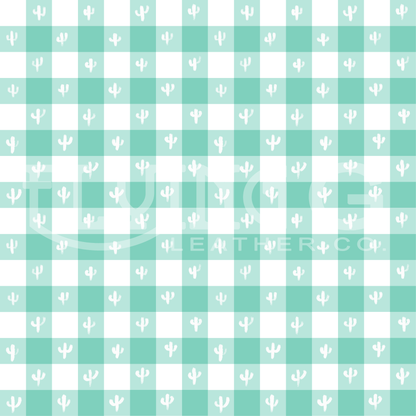 Cactus Gingham Seamless Pattern