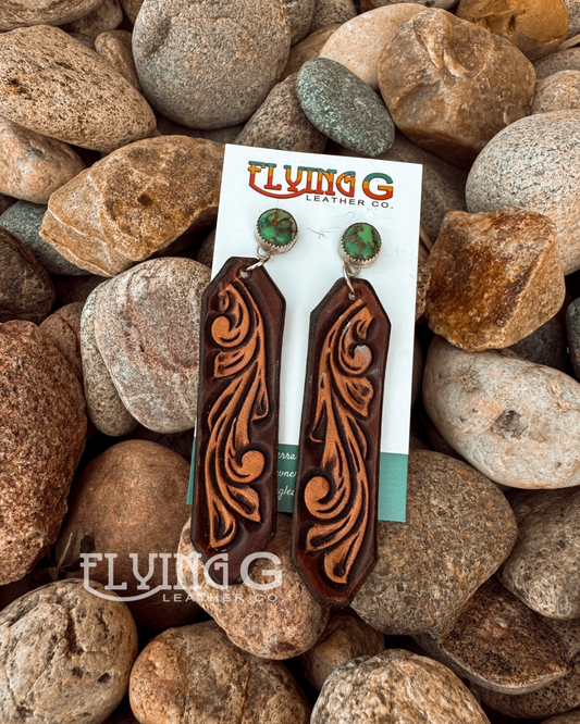 Floral & Green Stone Earrings