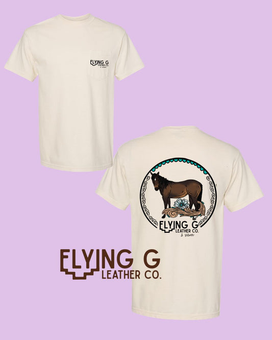 Bay Horse Pocket Tee Front & Back CC (Cream)