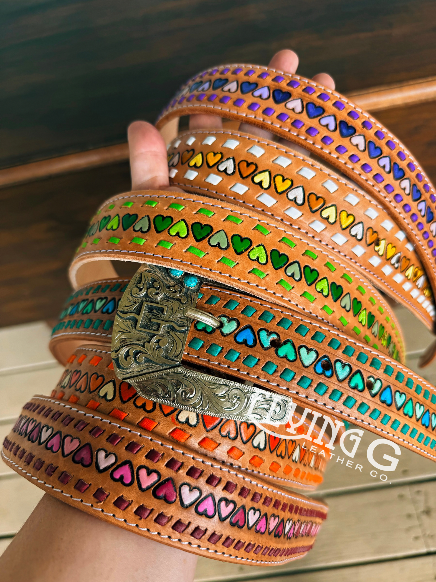 Heart Buckstitch Belt (4-6 week turnaround)