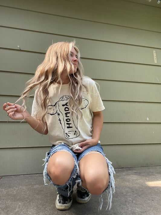 Howdy Cow Tee (Cream)