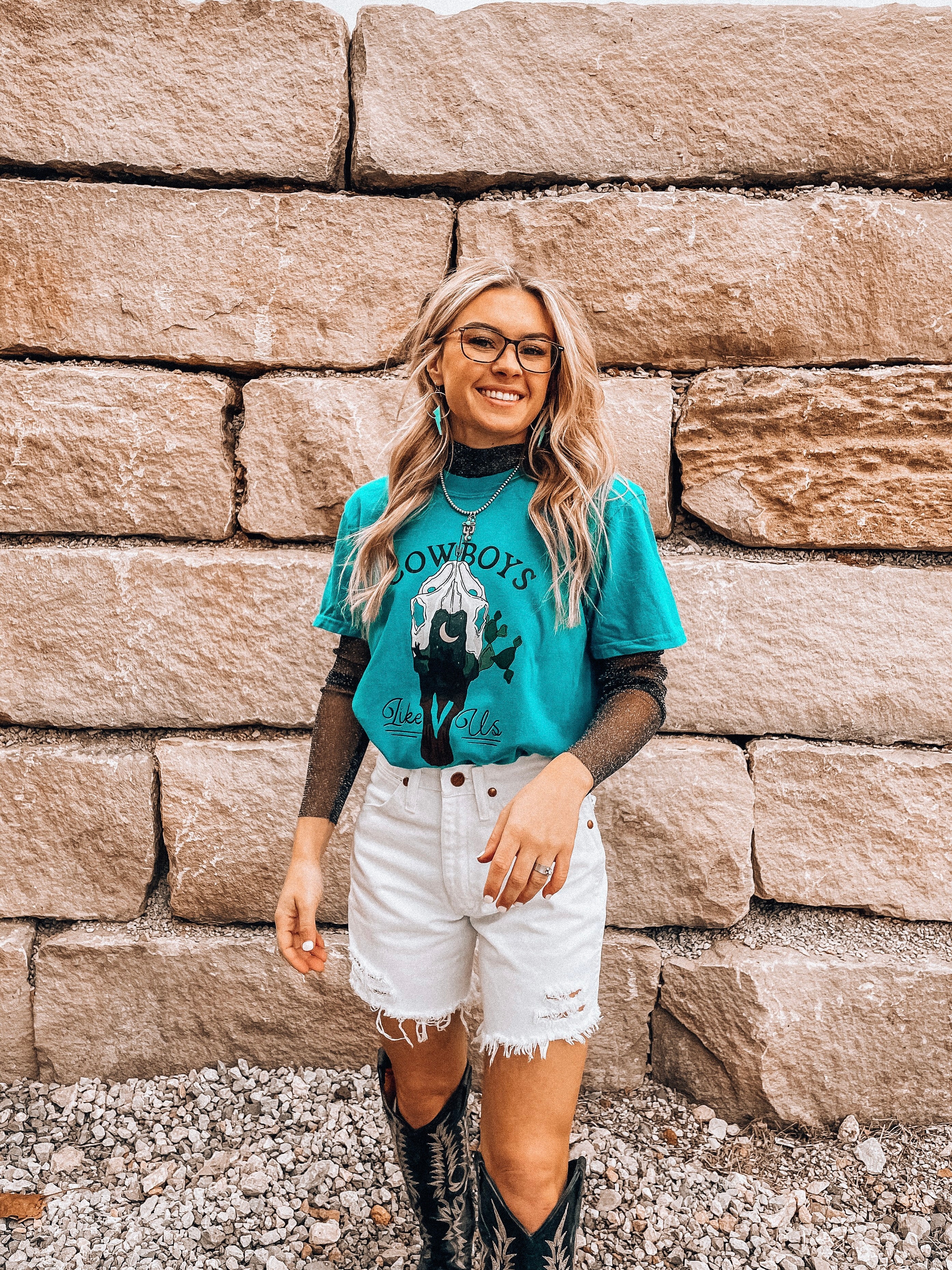 Cowboys Like Us Tee (Teal) – Flying G Leather Co. LLC