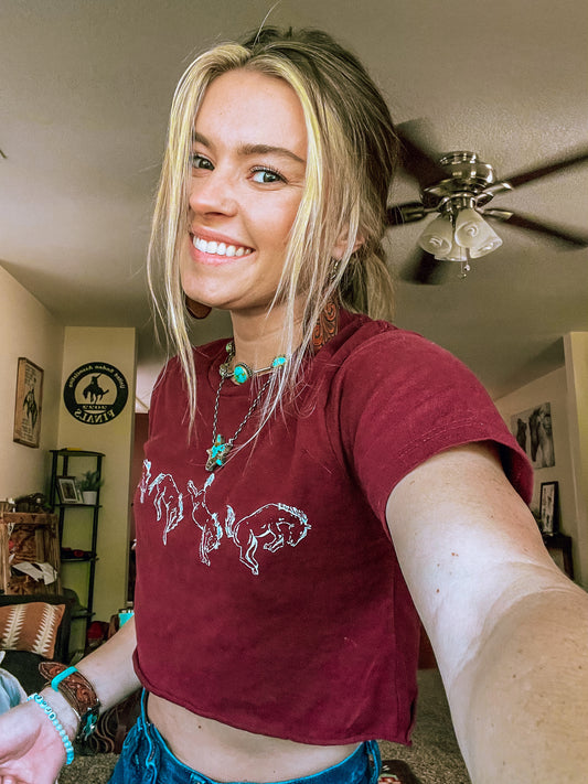 Bronc Sketch Tee (Maroon)