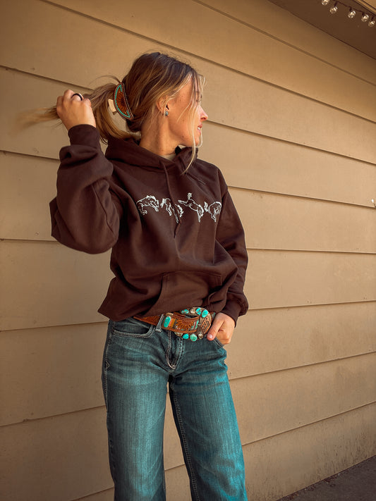 Bronc Sketch Hoodie (Brown)