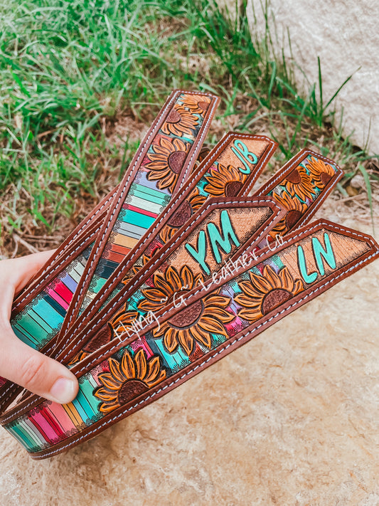 Sunflower Serape Belt - MADE TO ORDER (approx. 4-6 weeks)
