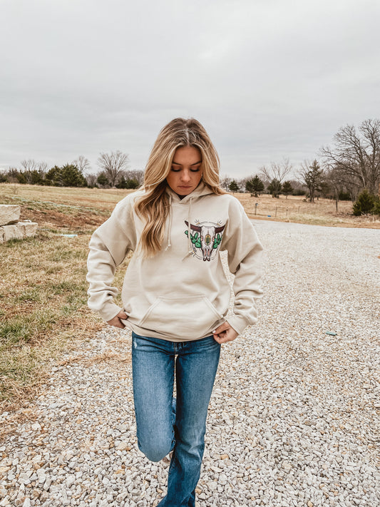 Chest Skull Hoodie (Tan)