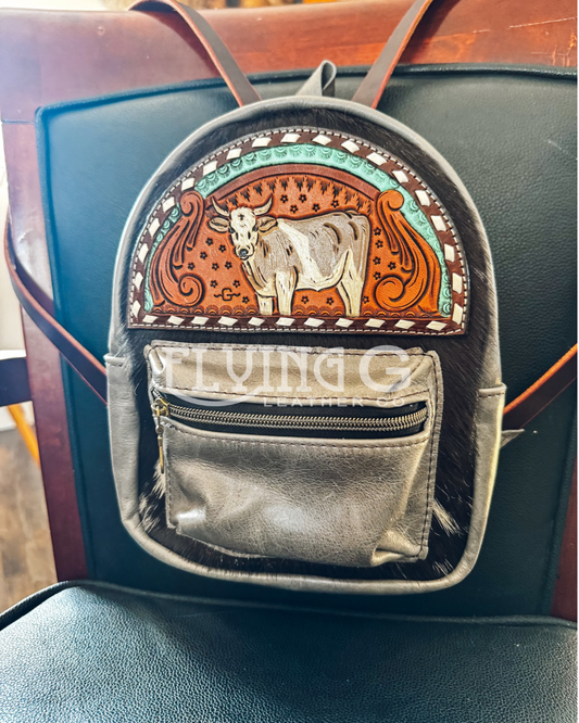 Turquoise Steer Mini Backpack