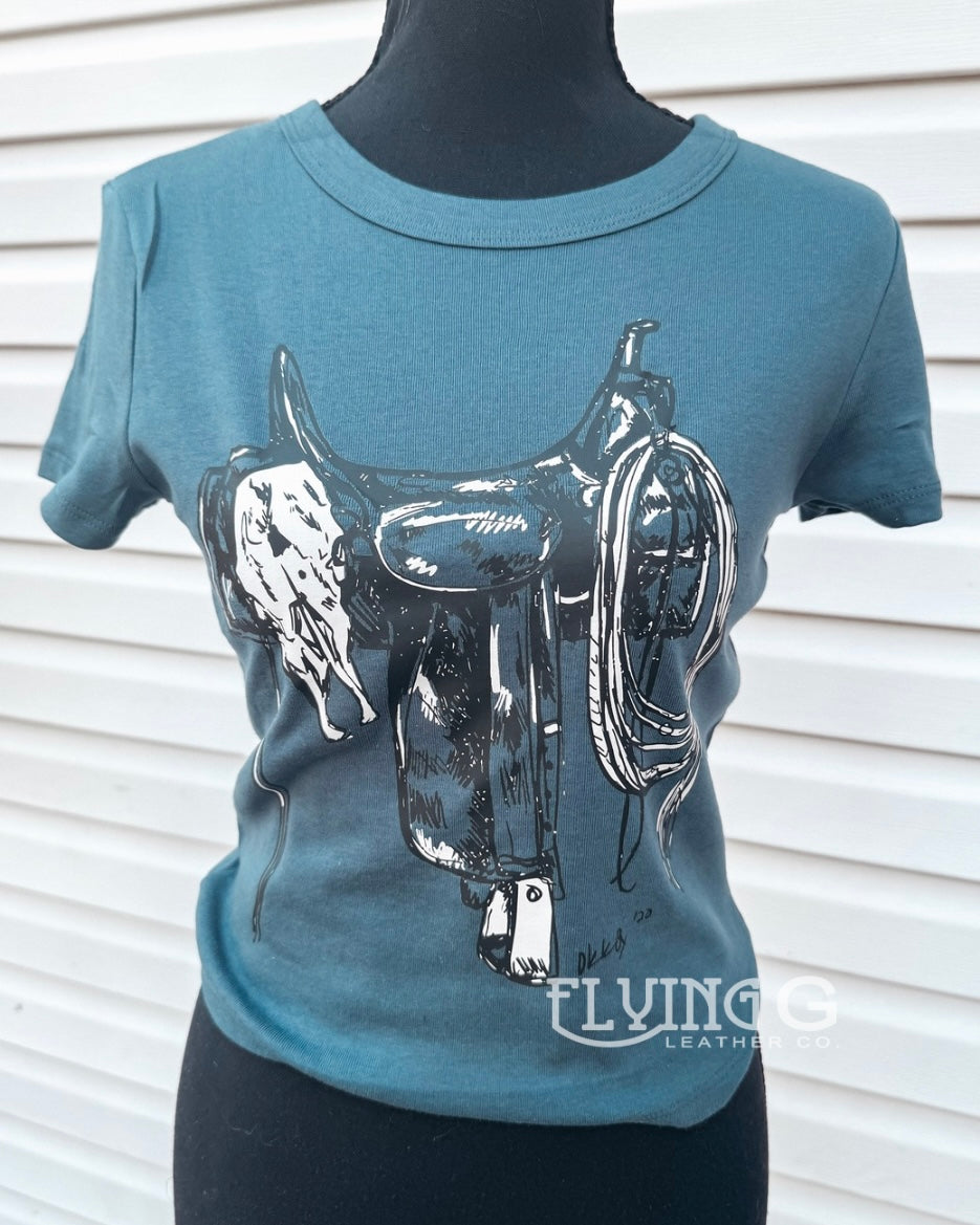 Saddle Up Baby Tee (Navy)