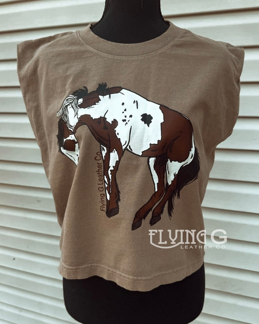 Paint Horse Crop Muscle Tank (brown)