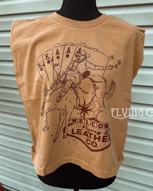 Vegas Bucker Crop Muscle Tank (Mustard)