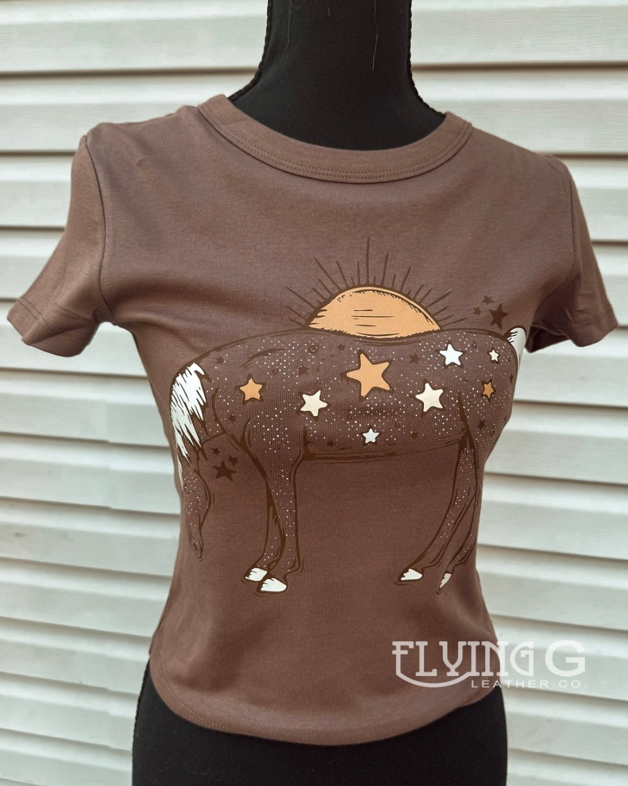 Star Pony Baby Tee (Brown)