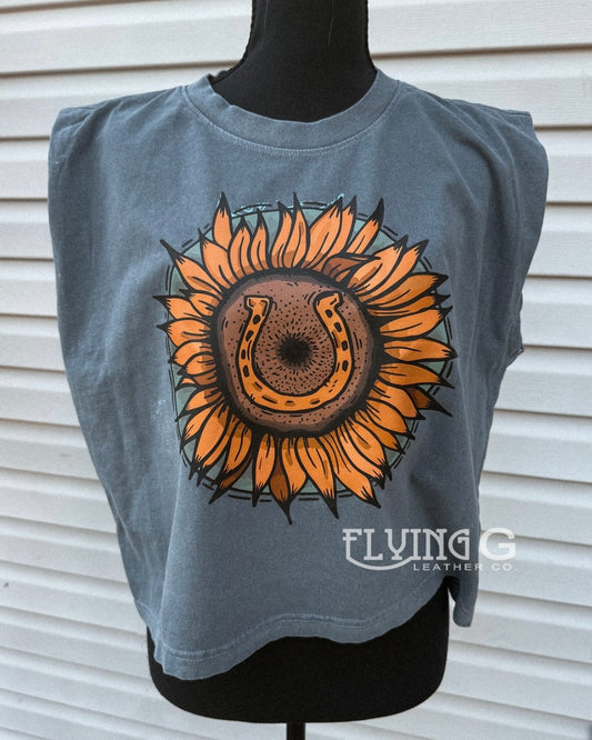 Sunflower Crop Muscle Tank (Denim Blue)
