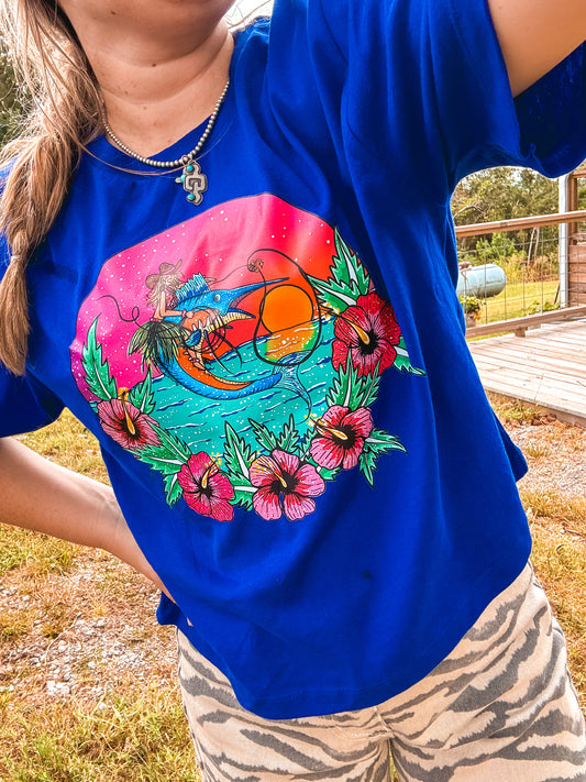 Swordfish Seniorita Crop Tee (Blue)