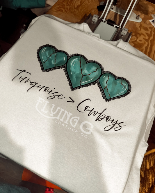 Turquoise > Cowboys Crewneck (White)