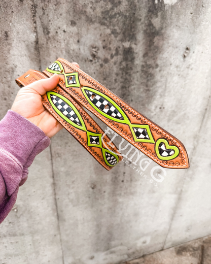 Peek-a-Boo Checkered Gunslinger Belt -36”