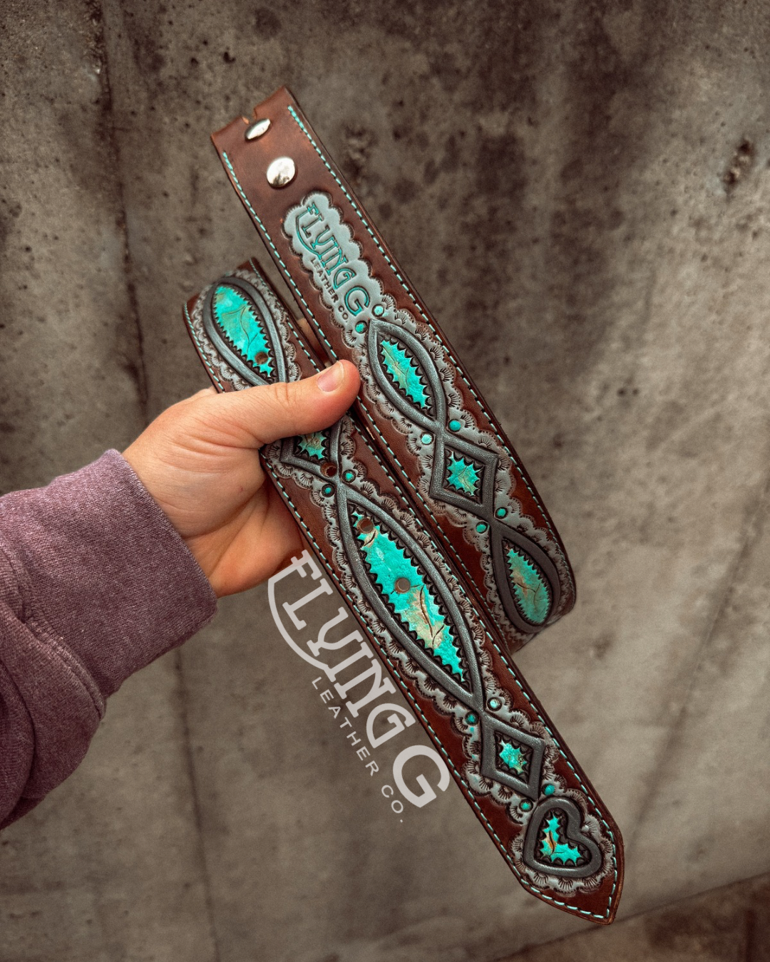 Peek-a-Boo Turquoise Gunslinger Belt -34”