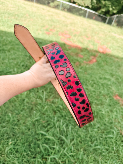 Pink Floral & Leopard Belt (36-37")