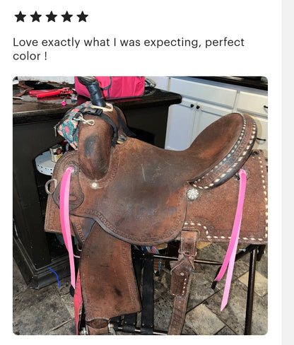 Bright Pink Latigo Saddle Strings (Pair)