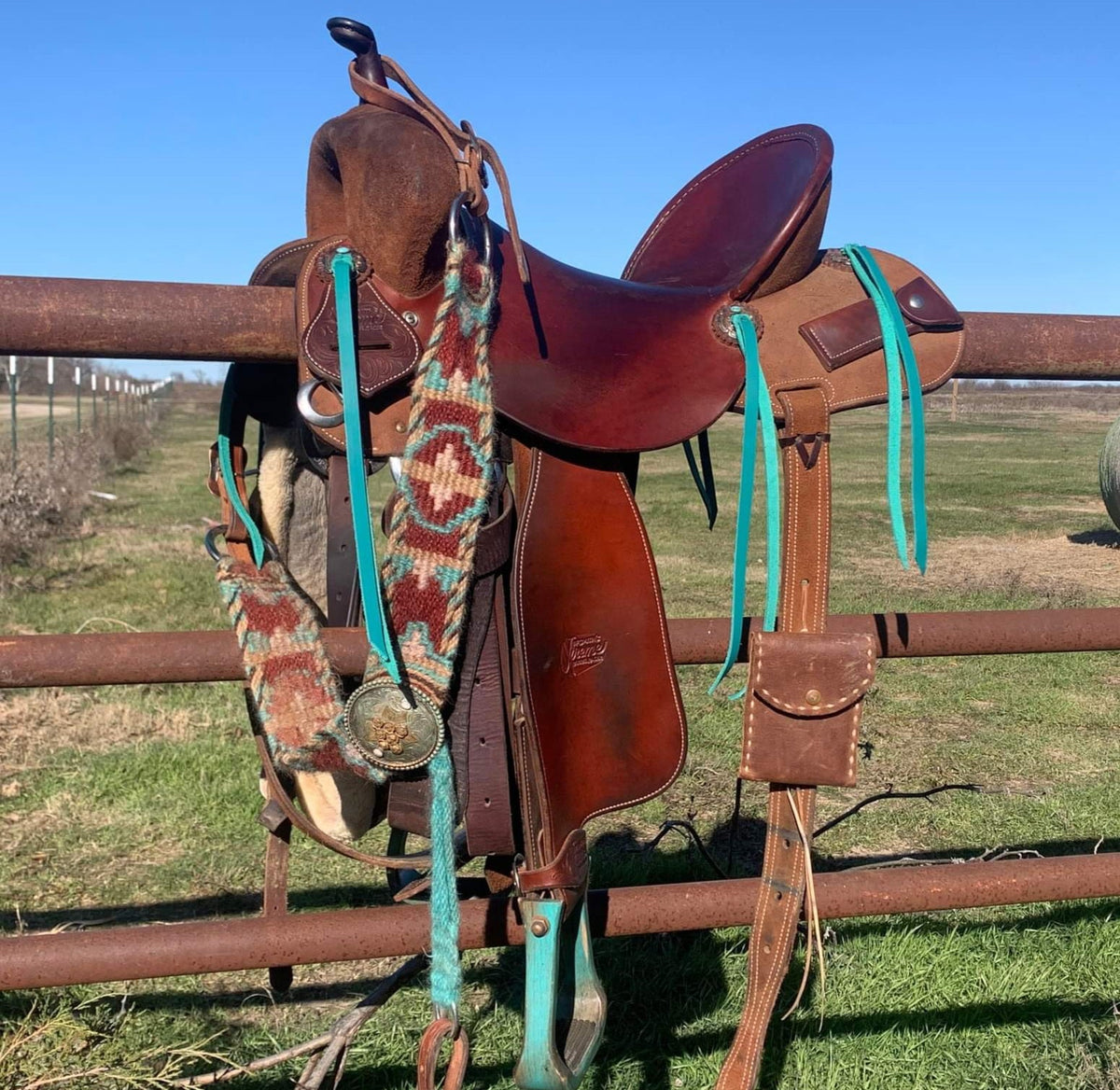 Turquoise Latigo Saddle Strings (Pair)
