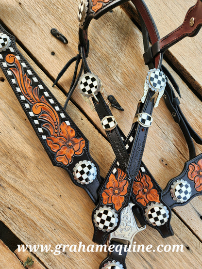 Checkered Black & White Buckstitch Set