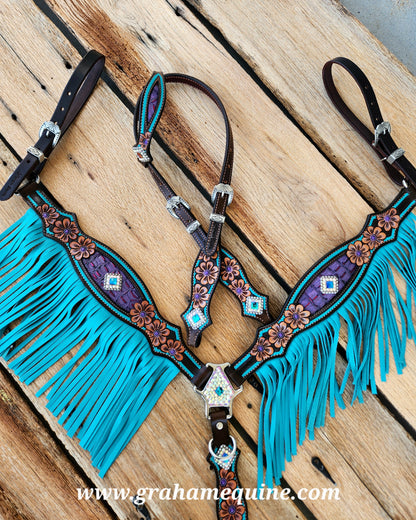 Purple Floral & Turquoise Set
